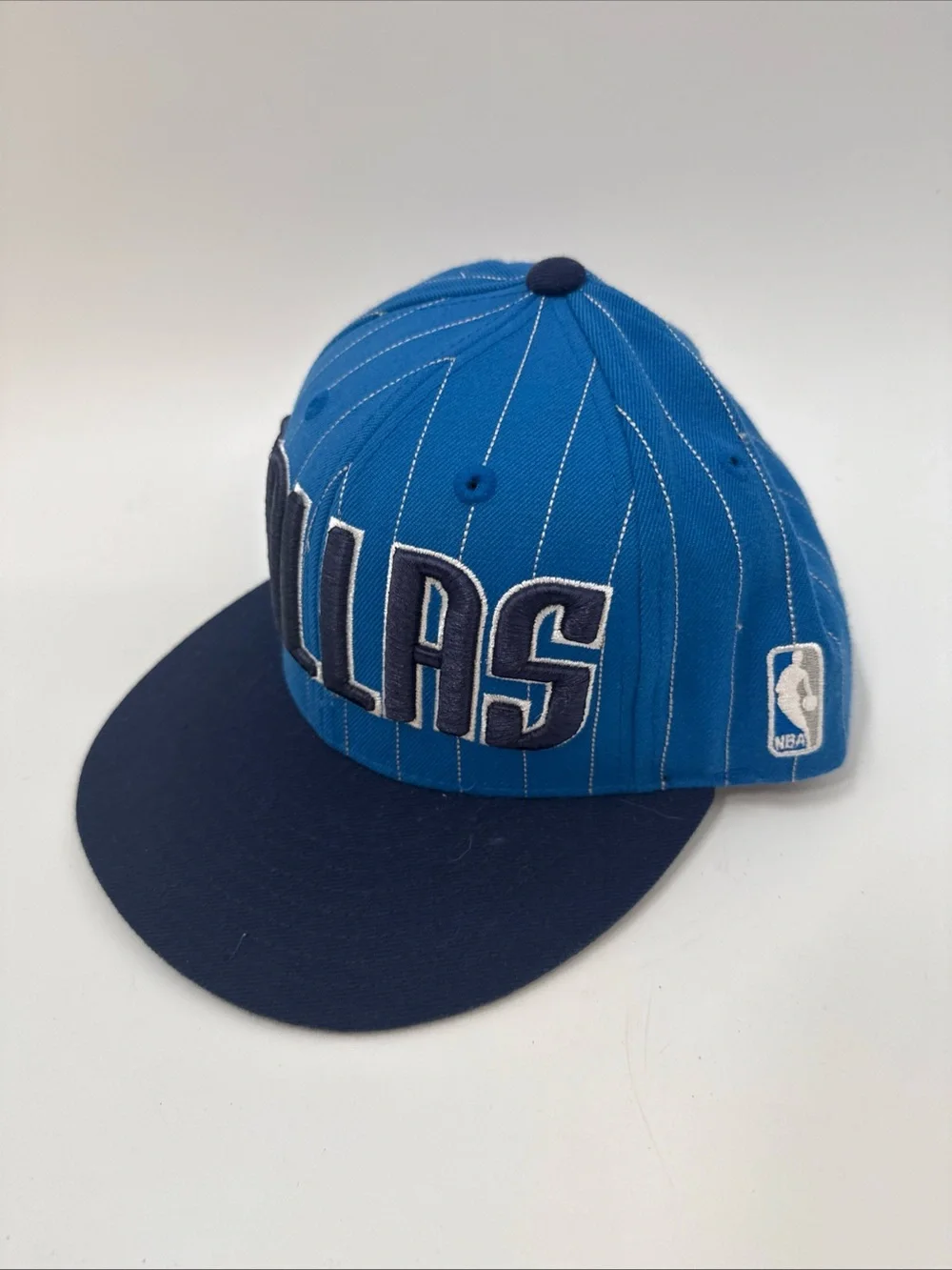 adidas Dallas Pinstripe Snapback Hat in Bright Blue and Navy